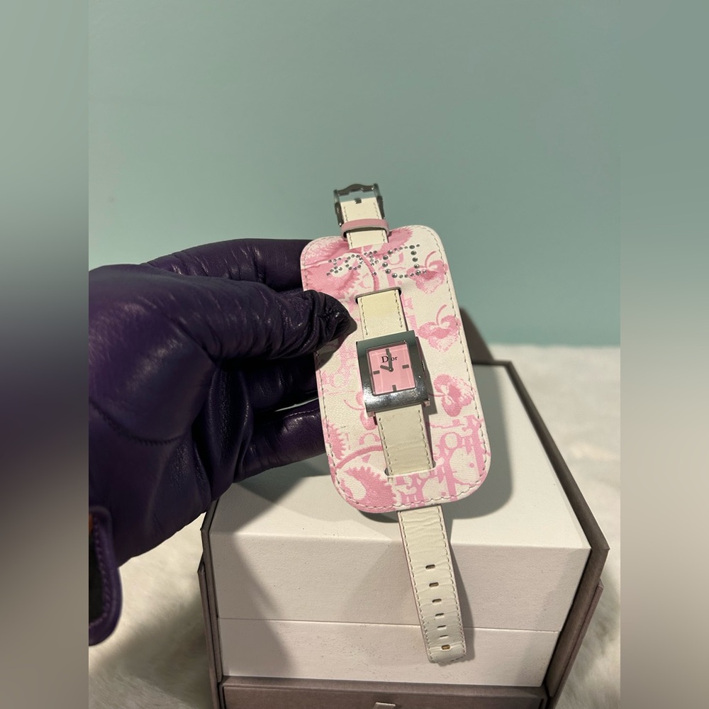 EUC! Dior Watch in pink Trotter Design. Fashion statement Wide Strap.